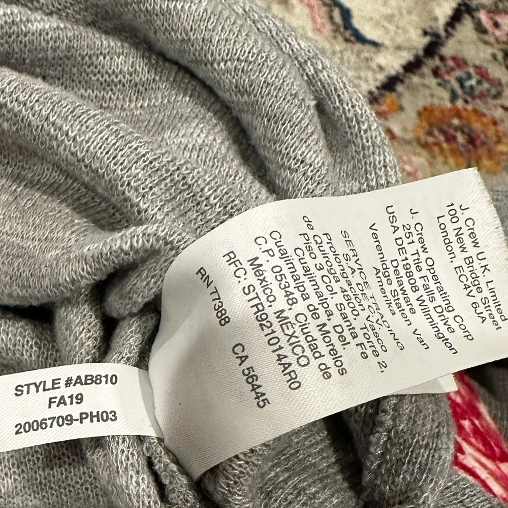 J.CREW VINTAGE FLEECE SPACE GRAY LONG SLEEVE TURTLENECK TUNIC TOP M